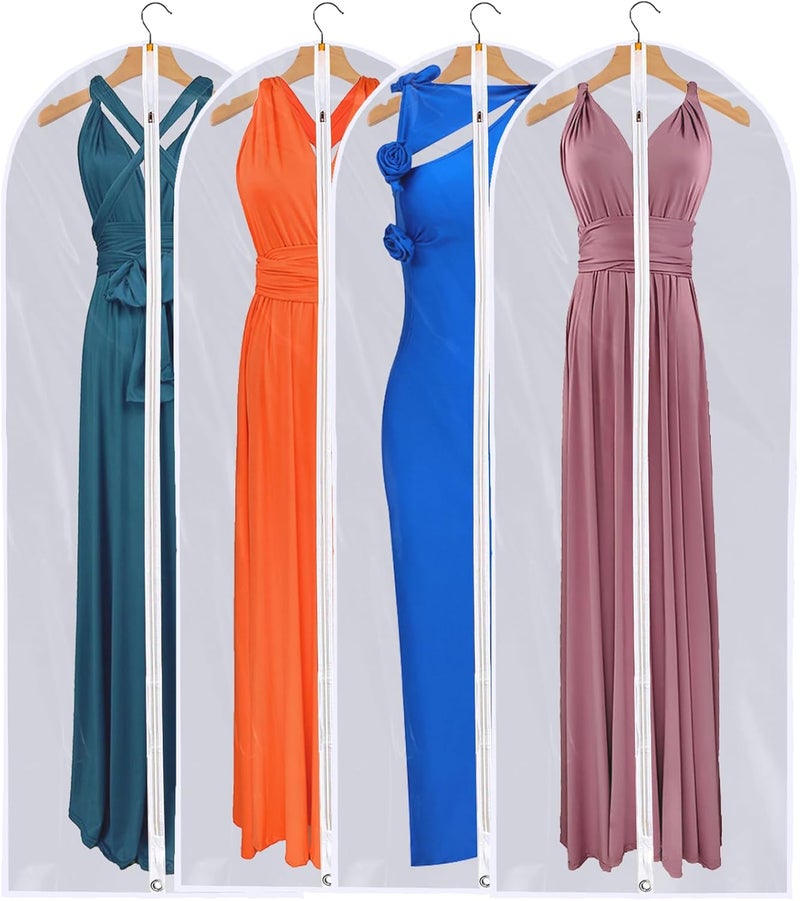 MS KITCHEN Dress Bags for Gowns Long - Foldable, 65" Clear Garment Bags for Closet Storage and Travel 24"x65"/ 4 Pack - Image 1